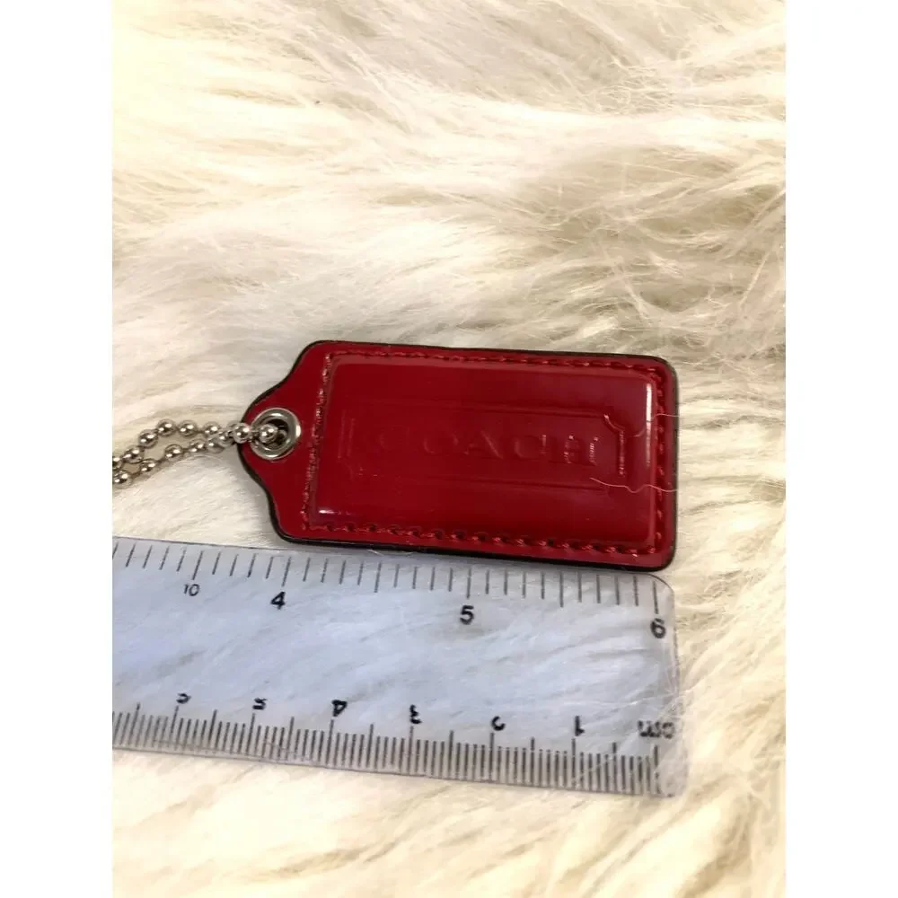 COACH Berry Red Patent Leather Lozenge Hang Tag Purse Charm 2.5